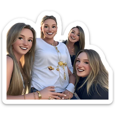 smiling girls with jewelry sticker