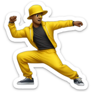 A breakdancing emoji but with that yellow face, not a person  sticker