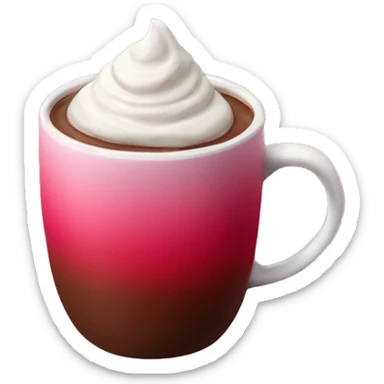 Realistic isolated gradient raspberry color hot chocolate mug. sticker