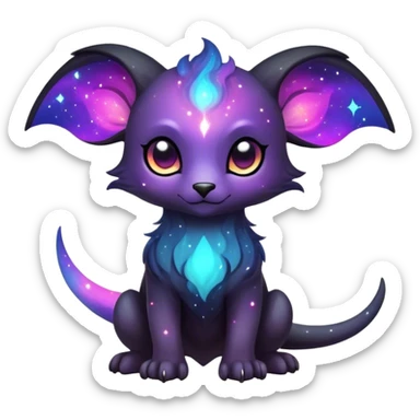 Cute cool colorful dark nebula fantasy-Fakemon-Digimon-animal-hybrid full body sticker