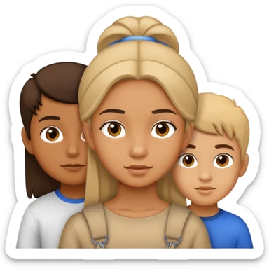 One girl with two boys with geofísico sticker