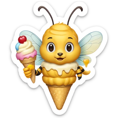 honeybee with ice cream in hand sticker