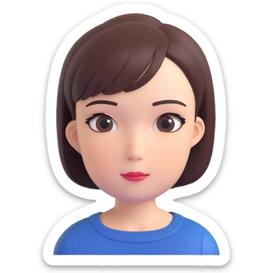 Make the alt-girl look like Samsung Sam, with a cute expression, bob haircut, drawn eyeliner, only the head and hair, no neck, keep background transparent in 3D emoji style. sticker