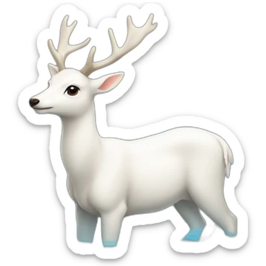 The white deer swimming in the morning sticker