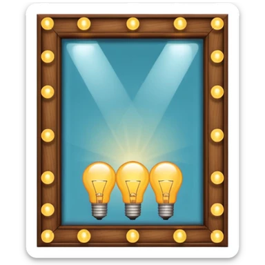 Theater mirror in wood with light bulbs sticker