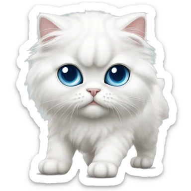 White persian cat whit blue eyes kitten walking  sticker