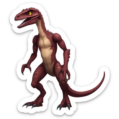 Maroon edgy badass modern handsome velociraptor-dragon-Digimon, full body sticker