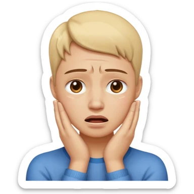 Crying face with hands on neck sticker