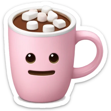 Light Pink mug of hot chocolate with marshmallows  sticker