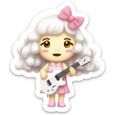 pink white light melody sanrio cute fan sticker
