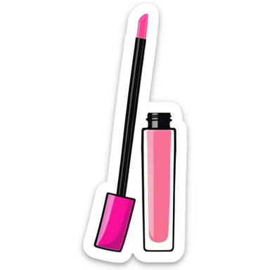 shiny pink lip gloss with applicator sticker