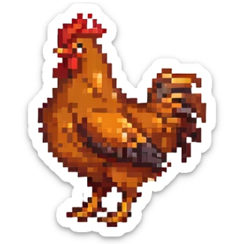 pixel art of a chicken with lava on its back sticker