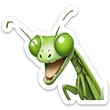 Mantis animada realista sonriendo sticker