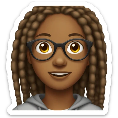 black girl teenager with locs and glasses sticker