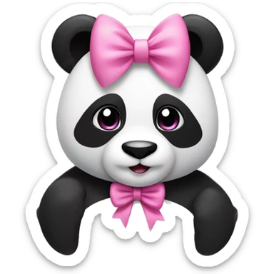 panda with a pink bow sticker