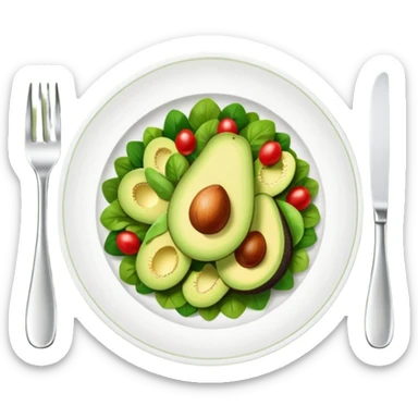 A stylized salad plate in greens or avocado with the hashtag #VogueBodyClinic sticker