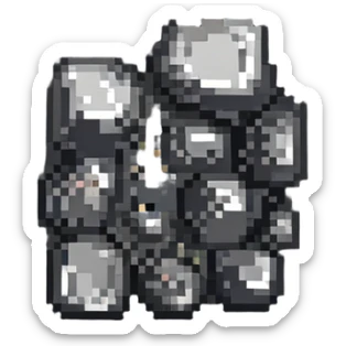 tin ore chunk with classic video game look sticker