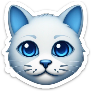 Blue simplistic sketch of a cute cat face sticker