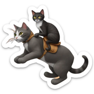 Cat riding a cat riding a cat sticker
