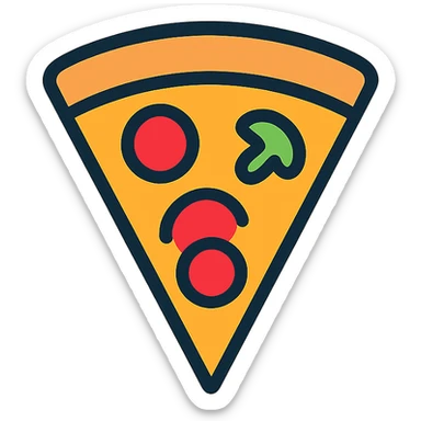 slice of pizza, color outlined icon style sticker
