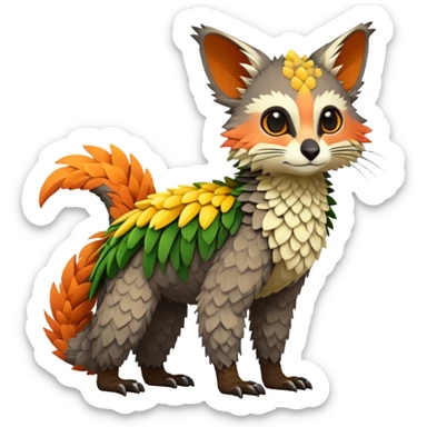 Tropical lush warm-colored Fakémon-Trico-creature (full body) sticker
