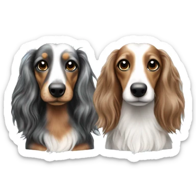 Tri Merle long haired Dachshunds together sticker