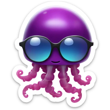Jellyfish with cool glasses holding a grape sticker