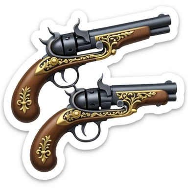 flintlock pistols forming an x sticker