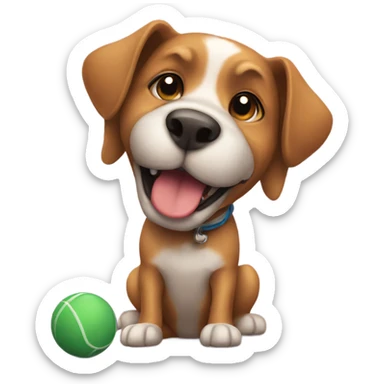 Dog with ball sticker