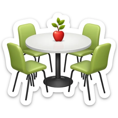 a table with four chairs, minimal look, apple iOS emoji style sticker