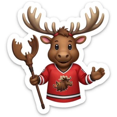 Moose wearing nhl kraken hockey jersey sticker