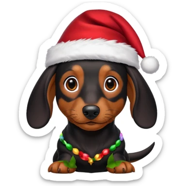 Black christmas dachshund  sticker