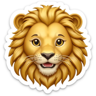 A 3D cartoon lion head tattoo design with flowing mane, bold lines, symbolizing courage and power, Memoji-style. sticker