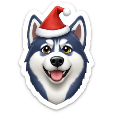 Husky wearing santa claus hat  sticker