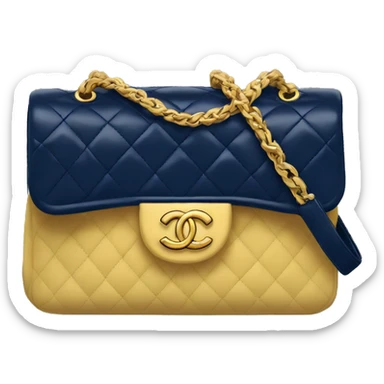 navy blue and gold Chanel bag sticker