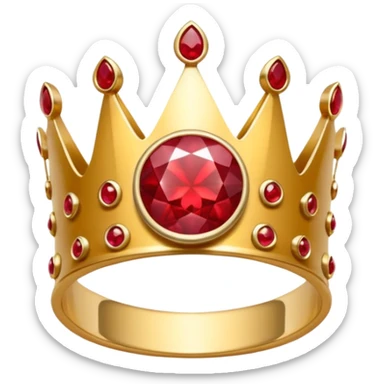 couronne en or à 3 pointes avec un énorme rubis au centre en cabochon sticker
