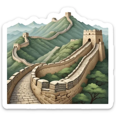 Great Wall of China with subdued earthy tones, not vibrant sticker