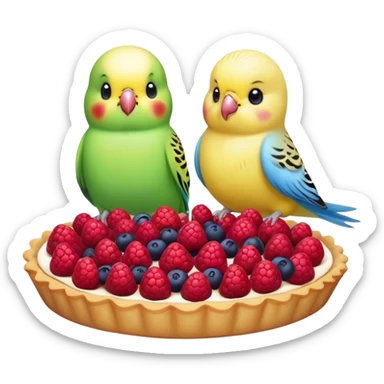 cute budgie and a cute berry tart  sticker
