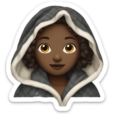 black girl in blanket with dark brown curly hair sticker