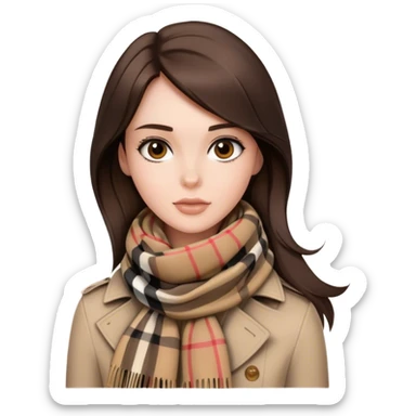 Burberry scarf on brunette  sticker
