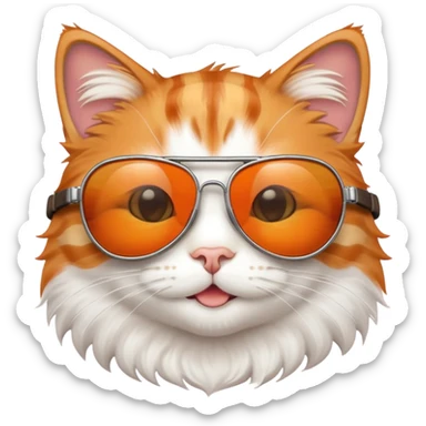 Smiling cat with aviator sunglasses sticker
