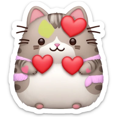 red heart pusheen  sticker