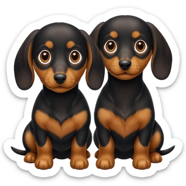 Two twin black and tan dachshund  sticker