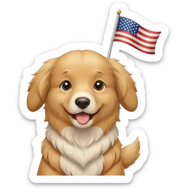 a cute golden hold the flag sticker
