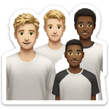 4 white teen men together ethnicity: white sticker