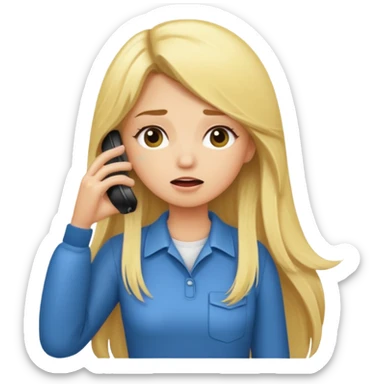 blonde cartoon girl long hair calling for a timeout sticker