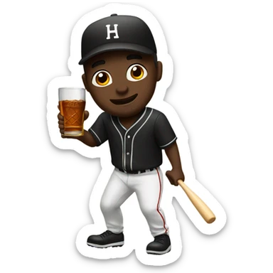 Black man playing baseball and drinking Hennessy sticker