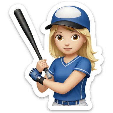 Girl playing soft ball with blonde hair sticker