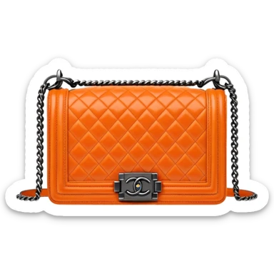 chanel le boy orange color bag sticker
