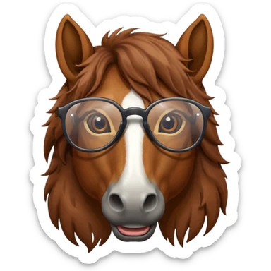 brown horse head with glasses sticker
